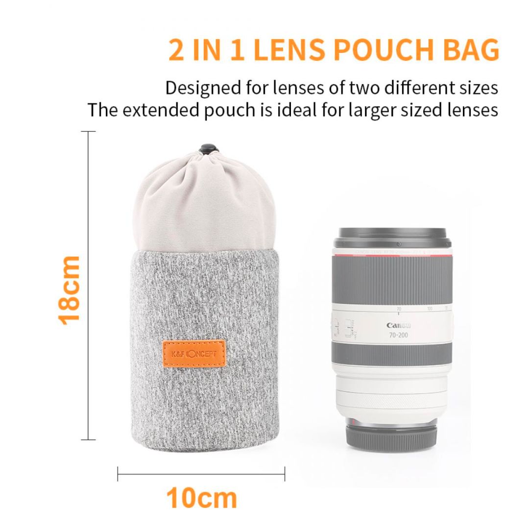 K&F Concept Camera Lens Bag Pouch 2 u 1 Neoprene 10x18cm KF13.121 - 4